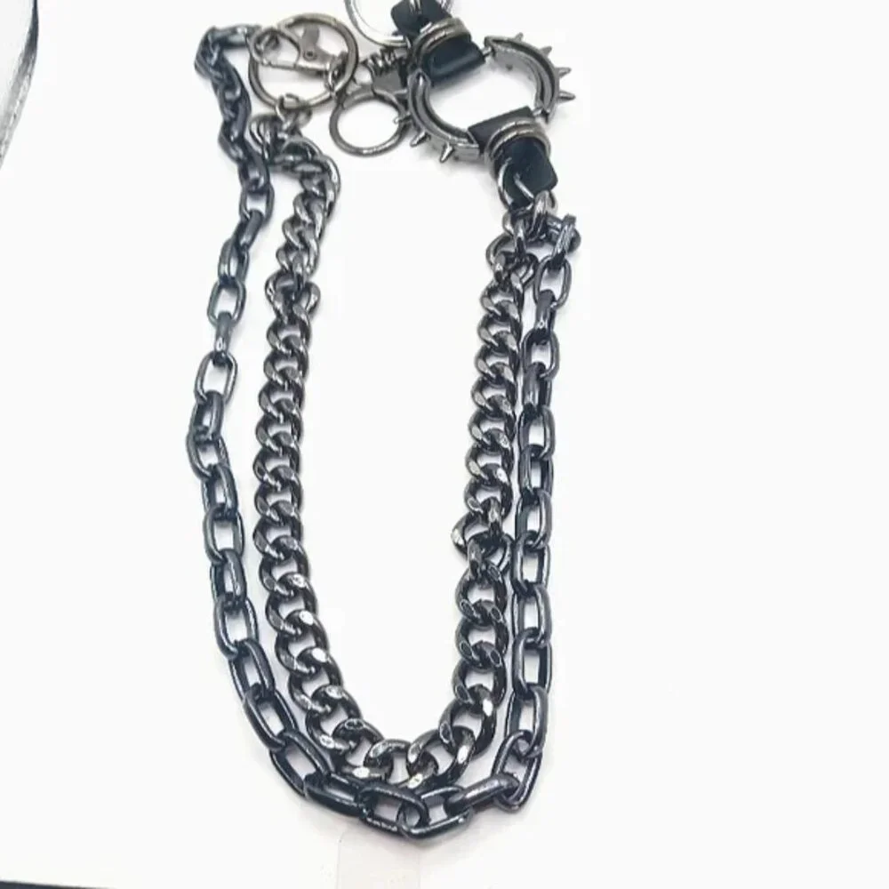 Mens Heavy Black Metal Pants or Wallet Chain Double Layer 22 inches
